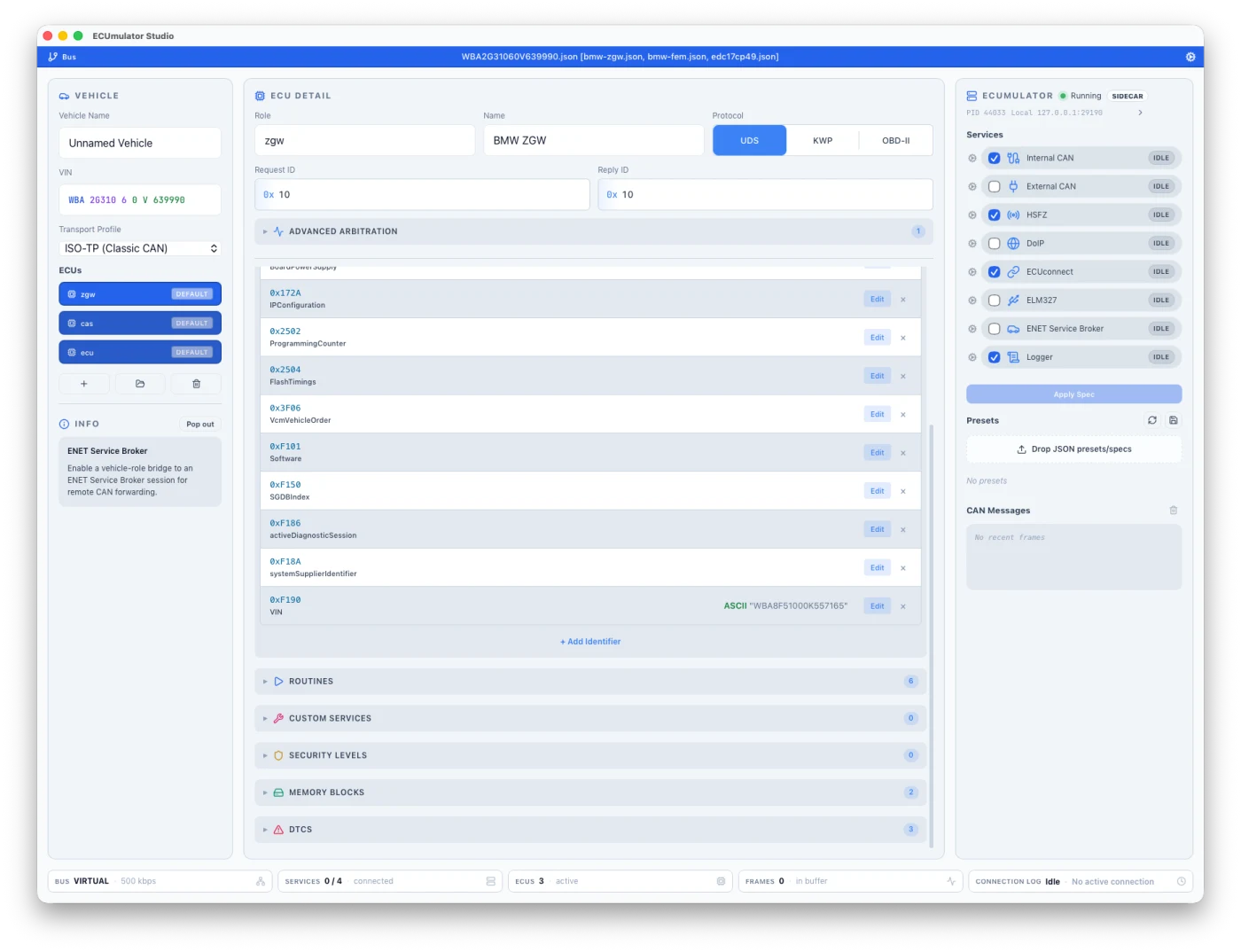 CANsole Studio desktop workspace